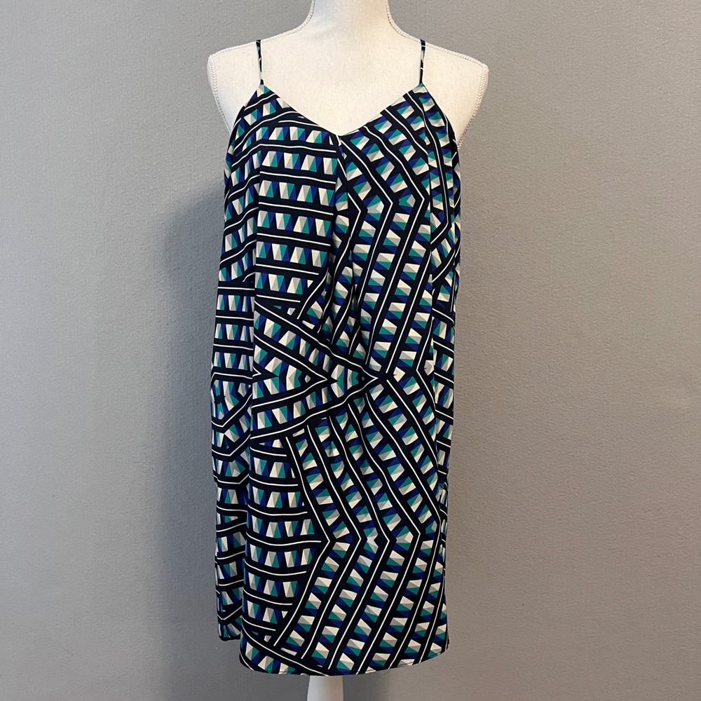 Forever 21 Contemporary Dress Women L Blue Geometric Mini Sleeveless Racerback